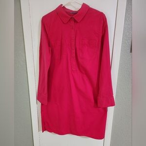 Merona Bright Pink Long Sleeve Shirt Dress (No Belt)